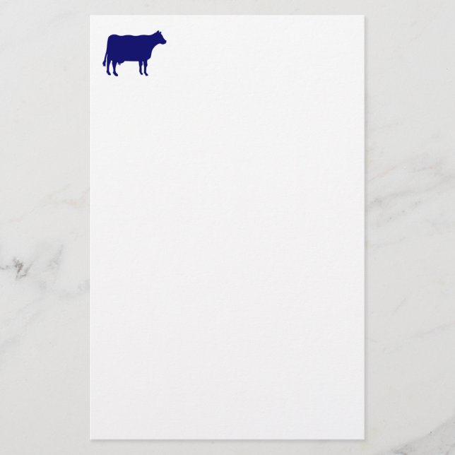 Cow Symbol - Navy Blue on White Stationery (Front)