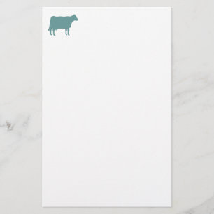 Cow Symbol - Ocean Green on White Stationery
