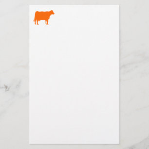Cow Symbol - Orange on White Stationery