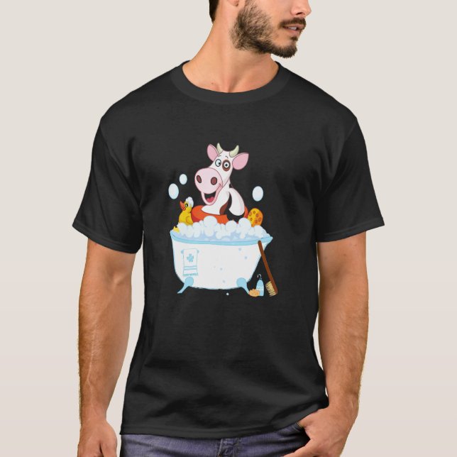 Cow Taking Bath Animal Cows T-Shirt (Front)