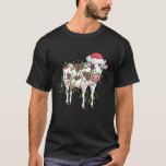 Cow Tangled Up In Christmas Lights Santa T-Shirt<br><div class="desc">Cow Tangled Up In Christmas Lights Santa</div>