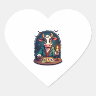 Cow Tarot of Terror Heart Sticker