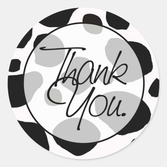 Cow | Thank You Classic Round Sticker (Front)