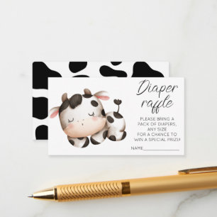 Cow theme baby shower diaper raffle tickets  enclosure card