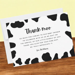 Cow Theme Baby Shower Thank You Card