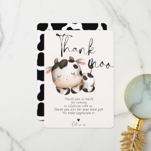 Cow theme birthday thank you card