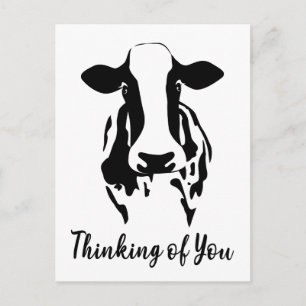 Cow Thinking of You Hello Miss You Farm Farmer Postcard