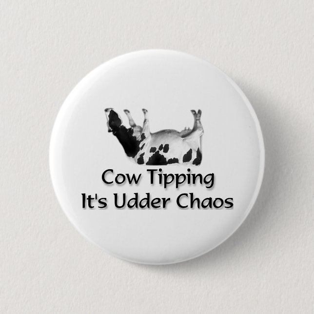 Cow Tipping 6 Cm Round Badge (Front)