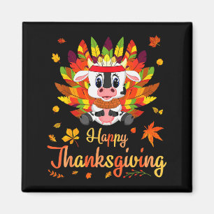 Cow Turkey Costume Heart Happy Thanksgiving Day Da Magnet