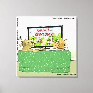 Cow TV Funny Cartoon Canvas Print