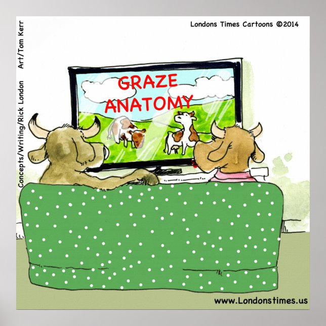 Cow TV Funny Cartoon Poster (Front)