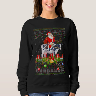 Cow Ugly Santa Riding Cow Christmas Sweatshirt