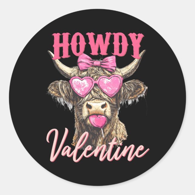 Cow Valentine Coquette  Classic Round Sticker (Front)