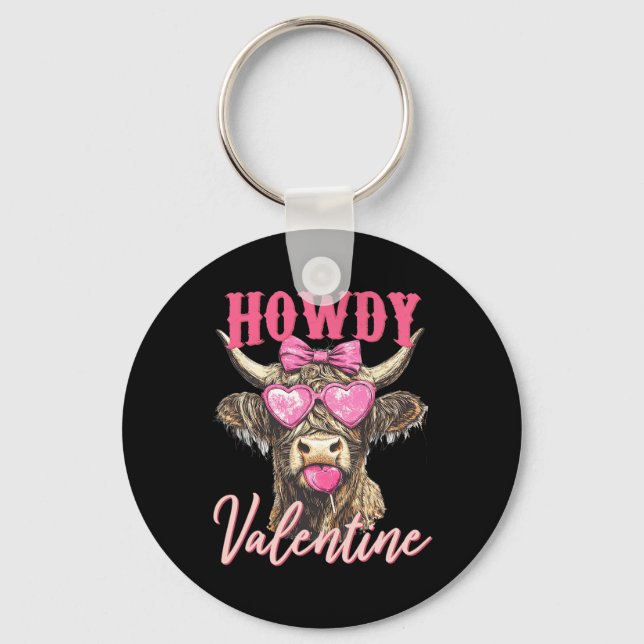 Cow Valentine Coquette  Key Ring (Front)