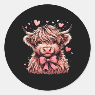 Cow Valentine Hearts Classic Round Sticker