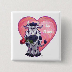 Cow Valentine's Day 15 Cm Square Badge