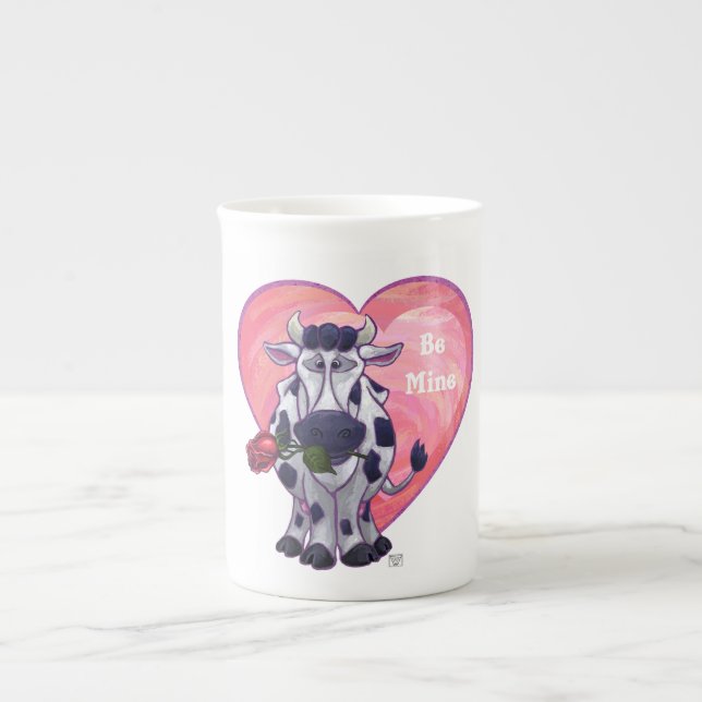 Cow Valentine's Day Bone China Mug (Front)