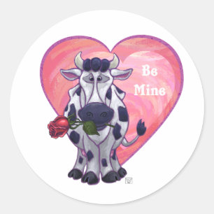 Cow Valentine's Day Classic Round Sticker