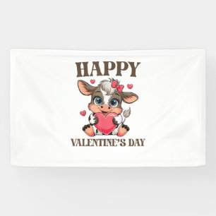 Cow Valentine's Day Heart Gifts tee funny Cow Cute Banner