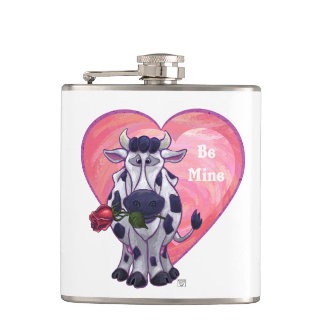 Cow Valentine's Day Hip Flask (Front)