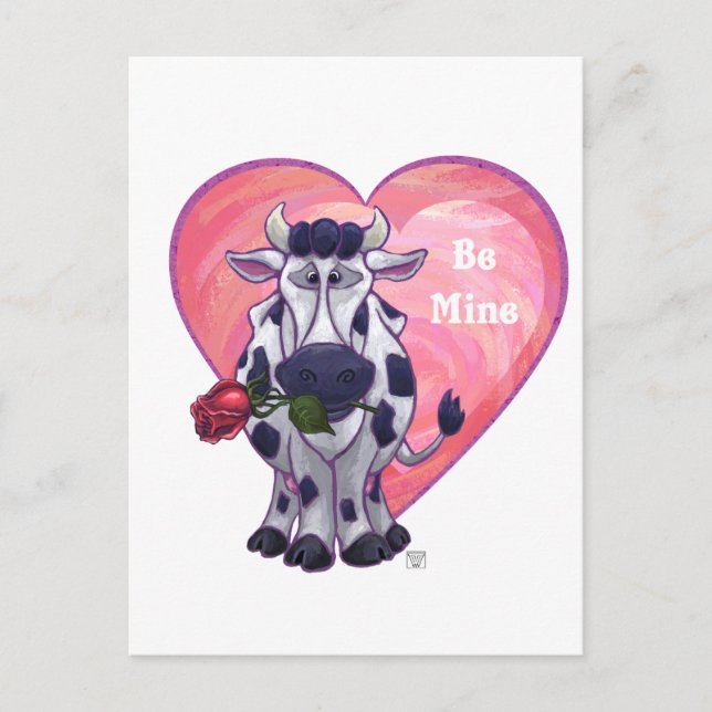 Cow Valentine's Day Holiday Postcard (Front)