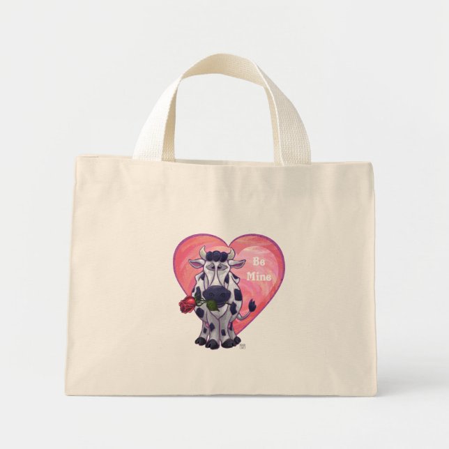 Cow Valentine's Day Mini Tote Bag (Front)