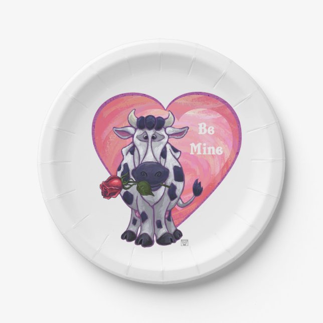Cow Valentine's Day Paper Plate (Front)
