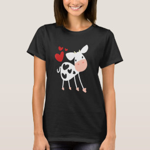 Cow Valentines Moo Heart Dairy Farm Farmer Milk T-Shirt