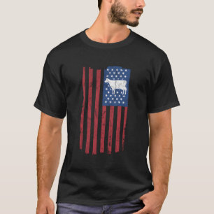 Cow Vintage American Flag Retro Dairy Farmer Gift T-Shirt