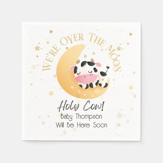   Cow We Are Over The Moon Yellow Baby Shower   Napkin (Front)