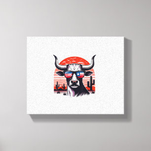 Cow wearing Texas Sunglasses  Canvas Print