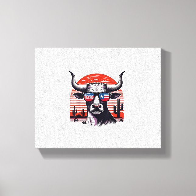 Cow wearing Texas Sunglasses  Canvas Print (Front)