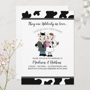 Cow Wedding Cute Couple Udderly in Love Invitation