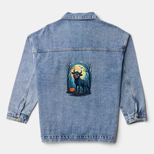 Cow Werewolf Transformation Denim Jacket (Back)