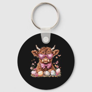 Cow Western Cowboy Howdy Easter Groovy Easter Day  Key Ring