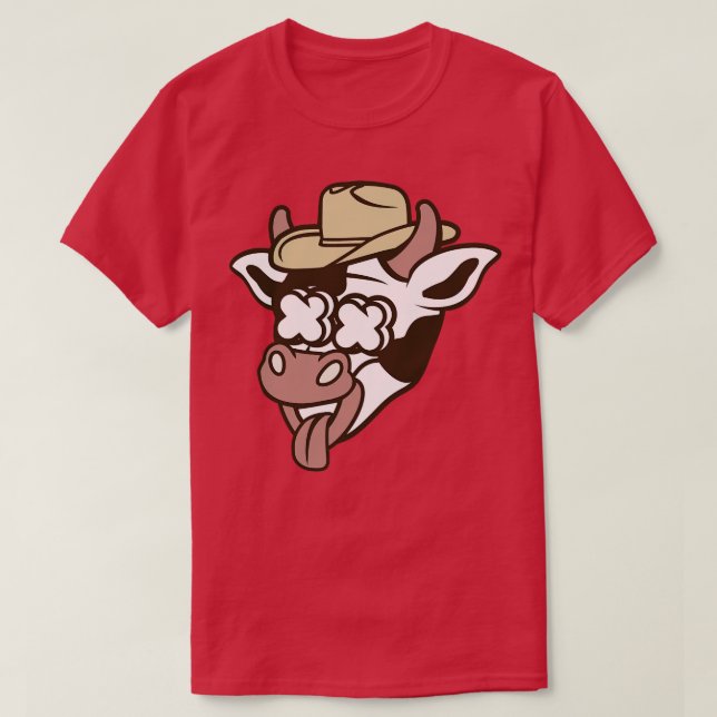 Cow With Cowboy Hat  T-Shirt (Design Front)