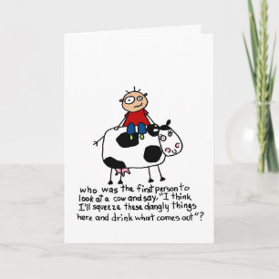 Cow with Dangly Things - Birthday Card