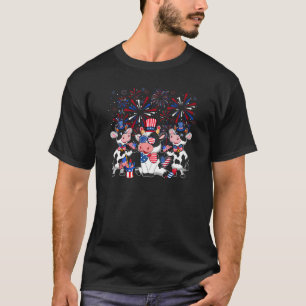 Cow With Fireworks Sunglasses Hat Merica 4th Of J T-Shirt
