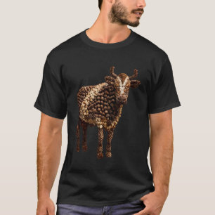 Cow with Pinecones Rustic Autumn Farm Animal Fall  T-Shirt