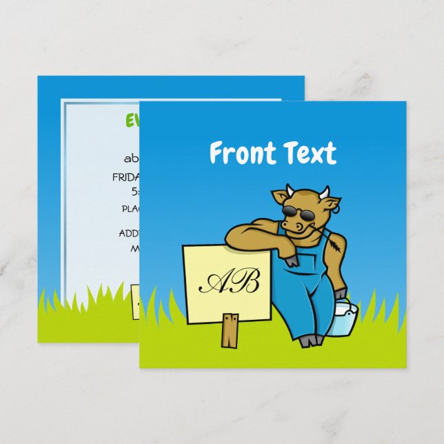 Cow with Sign Invitation (Front/Back)