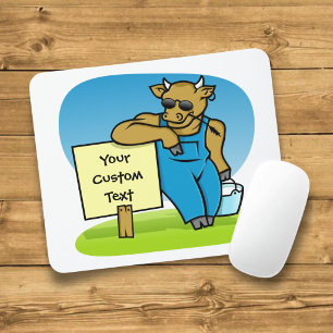 Cow with sign mouse pad