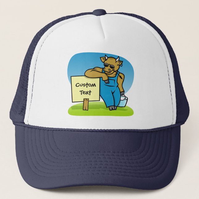 Cow with sign trucker hat (Front)