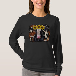 Cow With Sunflower Heifer Cow Animal Farm Country T-Shirt