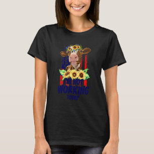 Cow With Sunflowers Farm Animals Happy Labour Day T-Shirt