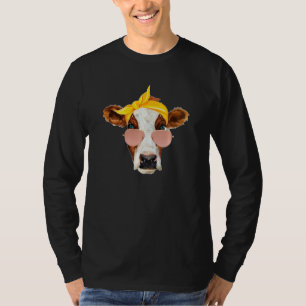 Cow With Sunglass & Headwrap Funny Country Girls F T-Shirt