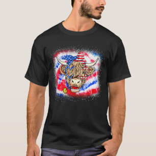 Cow With Usa Flag 4th Of July Bandanna And Glasses T-Shirt