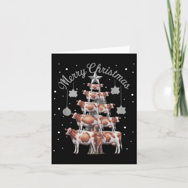 Cow Xmas Tree Cows Christmas Tree  Card (Front)
