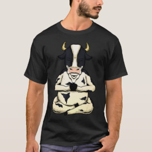 Cow Yoga Meditating Calf Yogi Bull Sitting Yoga Po T-Shirt
