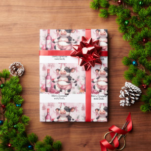 Cow Yoga Pink Christmas Decoration  Wrapping Paper