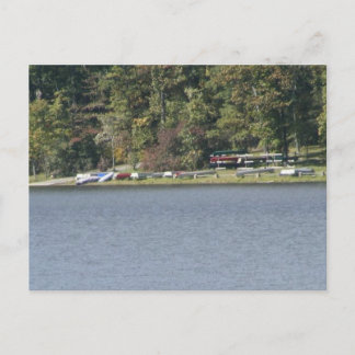 cowans gap state park pennsylvania lake tree canoe postcard